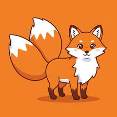 Obraz premium Cute Cartoon Fox with Fluffy, Multi-Tailed Design.