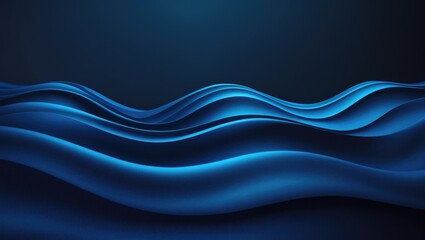 Obraz premium Blue flowing waves with smooth curves and dark background. Abstract wave design. Modern and dynamic visual.