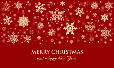 Merry christmas and happy new year winter snowflakes banner