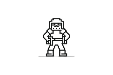 Pixelated Hero Isolated on White Background Pixel Man Game Asset Design