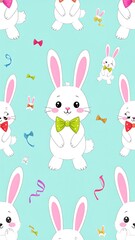 Fototapeta premium Cute Easter bunnies pattern