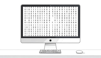 Binary code displayed on a computer monitor