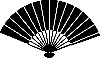 Hand fan black silhouette vector illustration