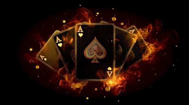 Burning ace of spades card in ember storm