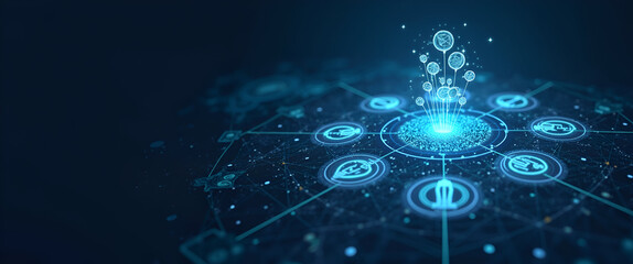 Innovative Visual Framework for Global Stablecoins: Secure Digital Currency Integration & Advanced Blockchain Protocols for Enhanced International Liquidity - Photo Stock Concept with Left Space