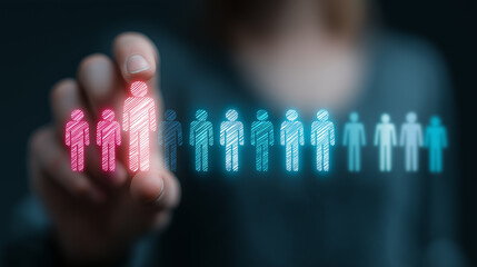 HR Specialist with Glowing Holographic Gender Diversity and Inclusion Statistics