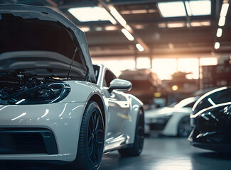 Luxury Sports Car in Modern Auto Repair Shop: Professional Automotive Service