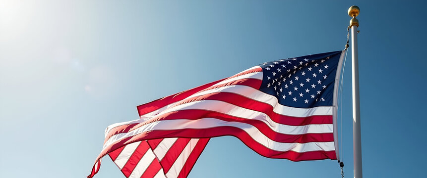 Elegant Visual Composition of the Stars and Stripes: A Dynamic Patriotism Concept in Photo Stock, Showcasing National Unity and Honor with Refined Precision and Empty Space for Customization