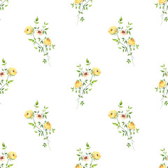 Watercolor flowers seamless pattern vector for design.