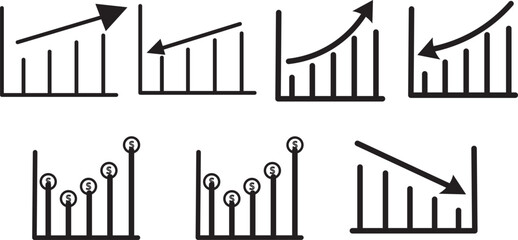 Business graphs and charts icons. Chart and diagram Icon.