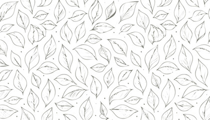 Delicate leaf pattern with sketched veins and dots botanical illustration sketched leaves