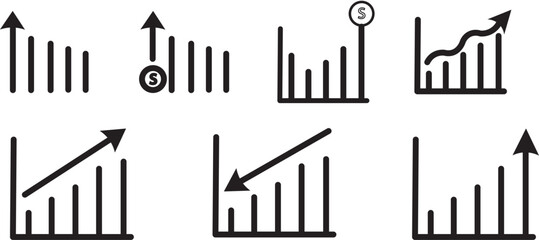 Business graphs and charts icons. Chart and diagram Icon.