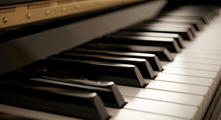 Naklejka premium Side angle of piano keyboard