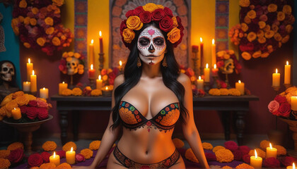 Woman With Sugar Skull Makeup