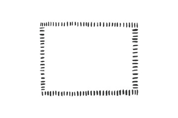 Hand drawn rectangle border with short vertical dashes, isolated on transparent background