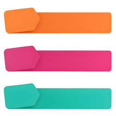 Fototapeta premium Colorful 3D labels tags orange pink green modern infographic banners isolated on white background UI design stickers template business infographic elements