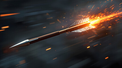 Jet-Piercing Arrow in Firetrail: High-Speed Dart Through Fiery Sparks
