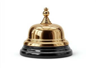 Polished gold service bell with black base (1)