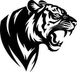 tiger head black silhouette Vector illustration