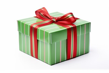 Fototapeta premium Christmas giftbox green red white background.