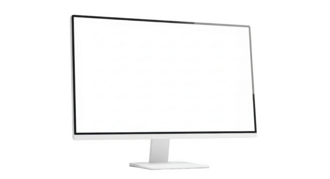 Isolated white computer monitor on transparent background