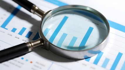 Magnifying Glass Over Financial Charts