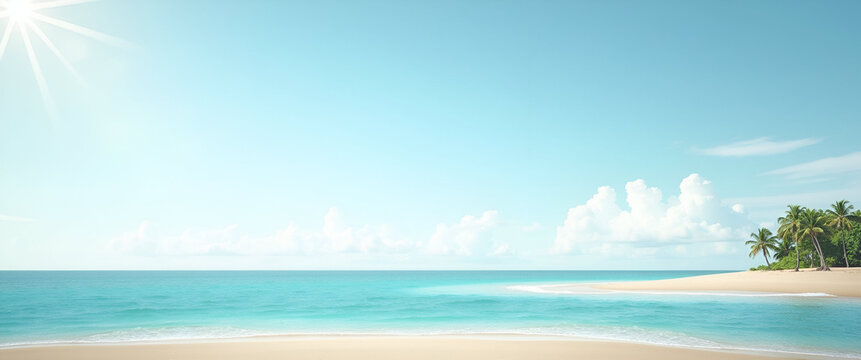 Photo realistic as Island and Seashore concept as A half tone island with a pristine seashore set against a whimsical background offering ample space for text or graphics symbolizing isolation and unt