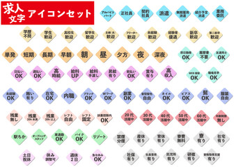 求人関連の文字アイコンセット