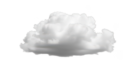 Fluffy white cloudscape isolated on transparent background