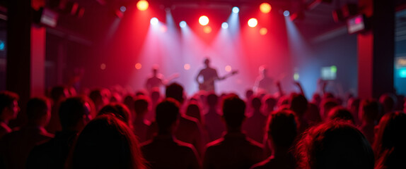 Underground Music Gig: Experience Raw Energy in an Intimate Venue - Capturing the Heart of the Music Scene in Stunning Photo Stock with Space for Your Creative Touch