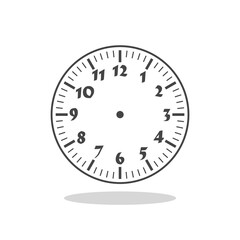 Blank circle clock face icon with shadow