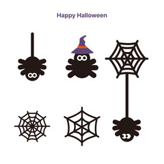 할로윈데이 귀여운 거미 플랫 일러스트레이션