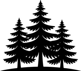 Obraz premium Three pine trees silhouette vector illustration