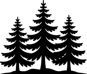 Three pine trees silhouette vector illustration