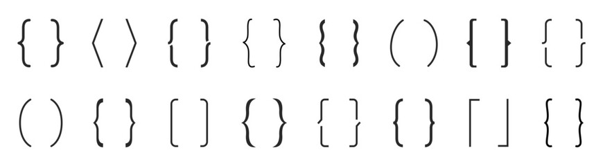 Brackets set. Bracket, brace icon collection. Vector illustration