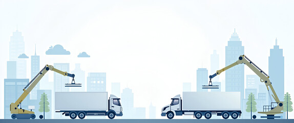 Photo Realistic Automation Logistic Illustration with Customizable Text Area for Supply Chain Plans and Business Strategies - Perfect for Photo Stock Use