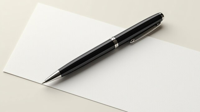 Black pen on blank card; simple background; stationery mockup
