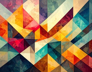 Colorful Geometric Abstract Art with Vibrant Triangles