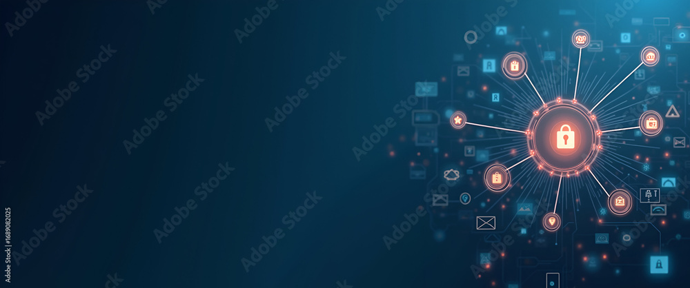 Poster futuristic ai-driven cross-border finance: minimalist wallpaper with digital icons, advanced analyti