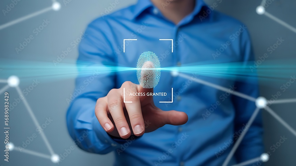 Poster biometric fingerprint scanner for digital security and identity verification