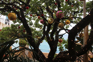 立木に飾られたオーナメント