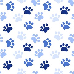 Cat or dog footprint background. Paw print doodle pattern background. Hand-drawn paw seamless pattern. Animal footprint in doodle style for pet shop design. Cute paw packaging and fabric decoration.