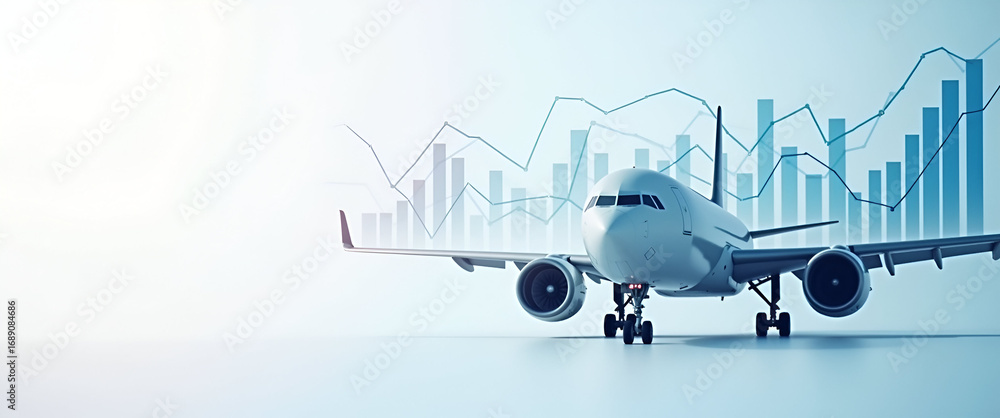 Poster photo realistic as cargo plane and a cost allocation chart symbolizing expense allocation in double 