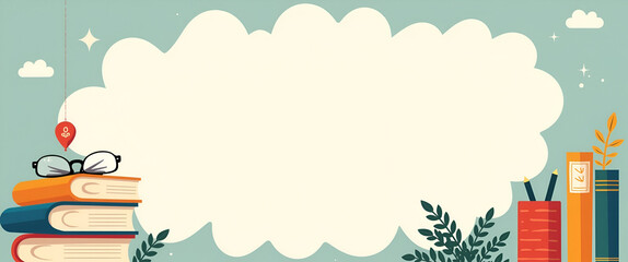 International Children's Book Day Frame: A Creative Photo Stock Concept with Book Pages and Literary Icons, Perfect for Quotes and Celebrating Young Readers - Ample Space for Imagination!