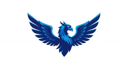 Obraz premium Stylized blue eagle vector logo with spread wings and sharp talons, concept for esport team, sports brand and gaming mascot