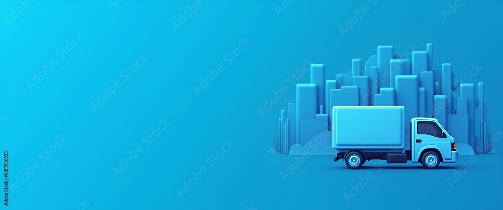 Poster Photo realistic delivery icon design with space for text and graphics on a blue background, ideal for project timelines and logistics plans, modern and versatile.
