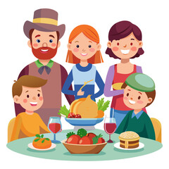 Joyful family gathering celebrating thanksgiving dinner together