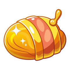 Delicious roasted ham with a shiny golden glaze on a clean white background