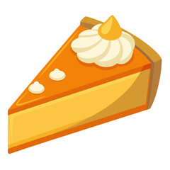 Delicious slice of pumpkin cheesecake with creamy topping illustration