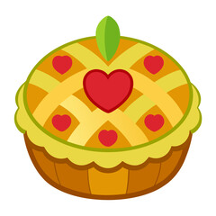 Delicious pie with a charming heart shaped crust decoration